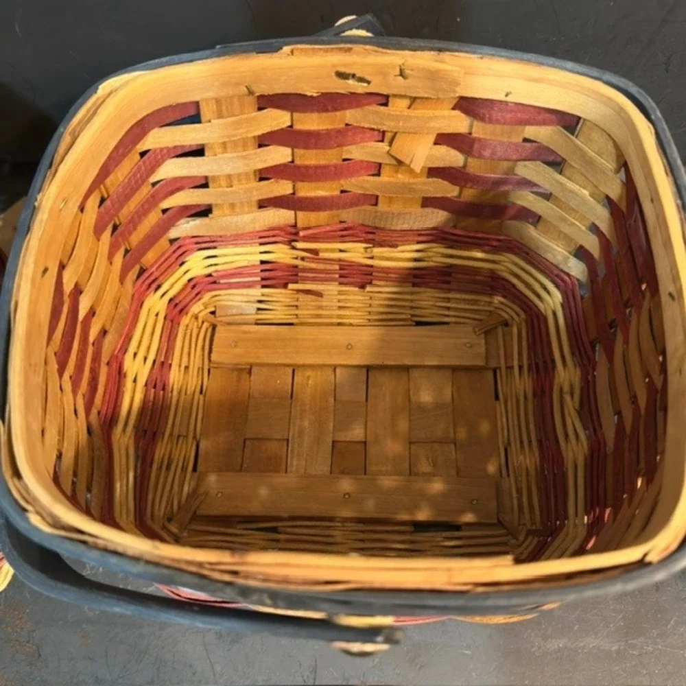 Americana Patriotic Basket Set of 3 Star Handle Woven Wood Nesting Unbranded